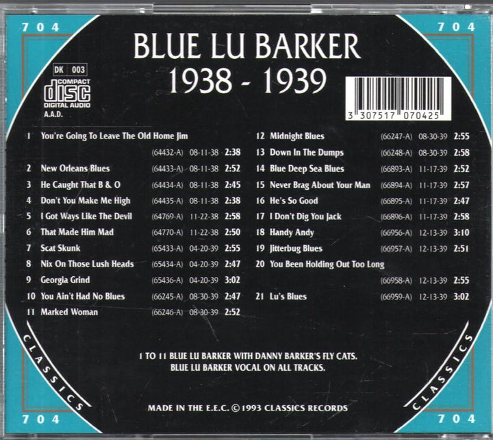 Classics 1938-39, Audio-CD