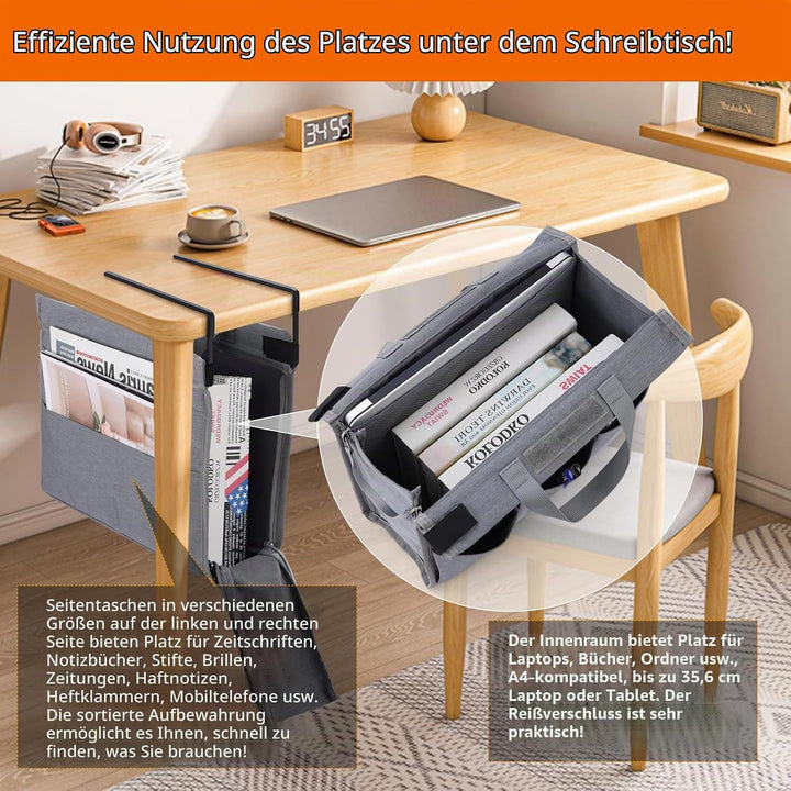 MASTLU Hängeorganizer Büro Organisation Unter Schreibtisch, Hängetasche Aufbewahrungstasche Betttasc
