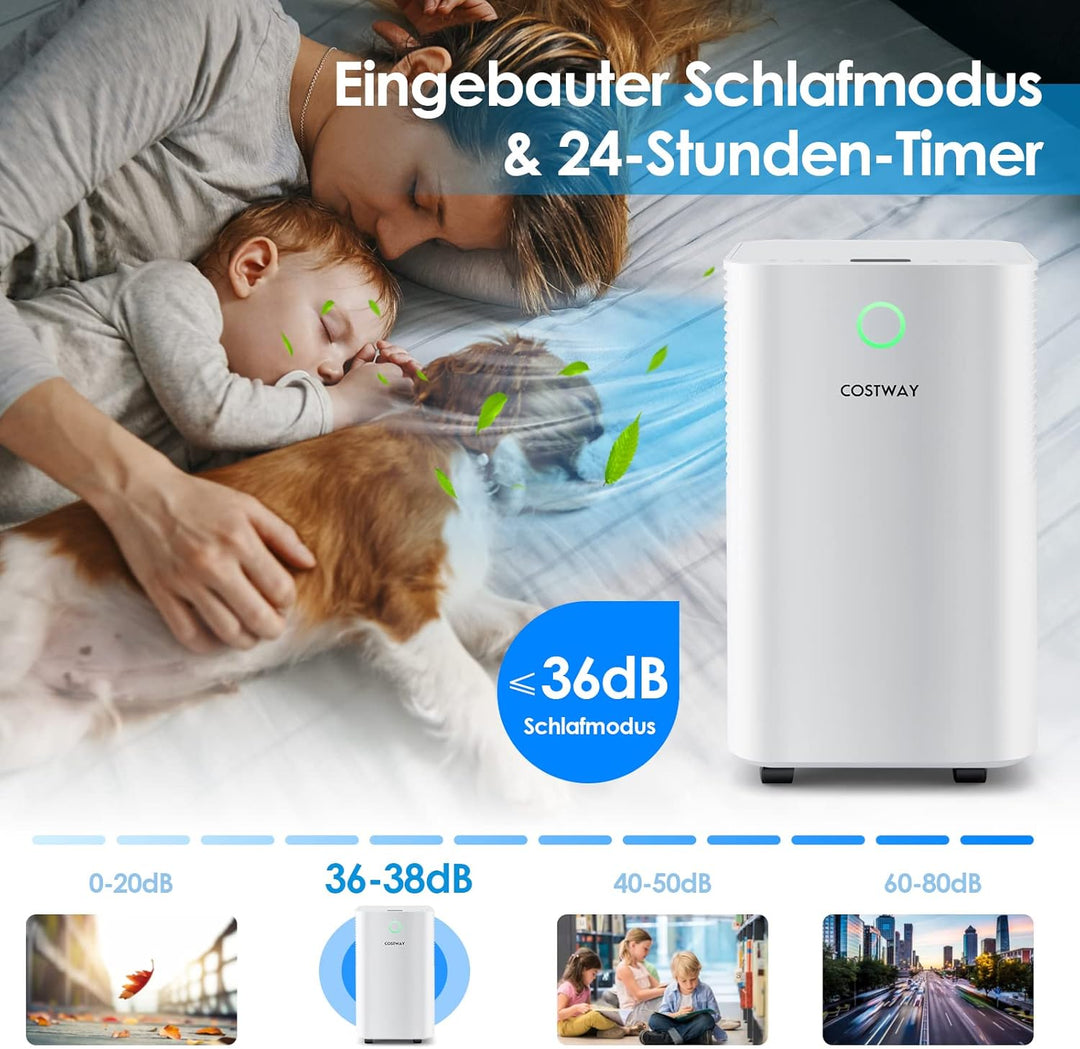 COSTWAY Mobile Entfeuchter Luftentfeuchter elektrisch Dehumidifier Raumentfeuchter 12L/Tag Entfeucht