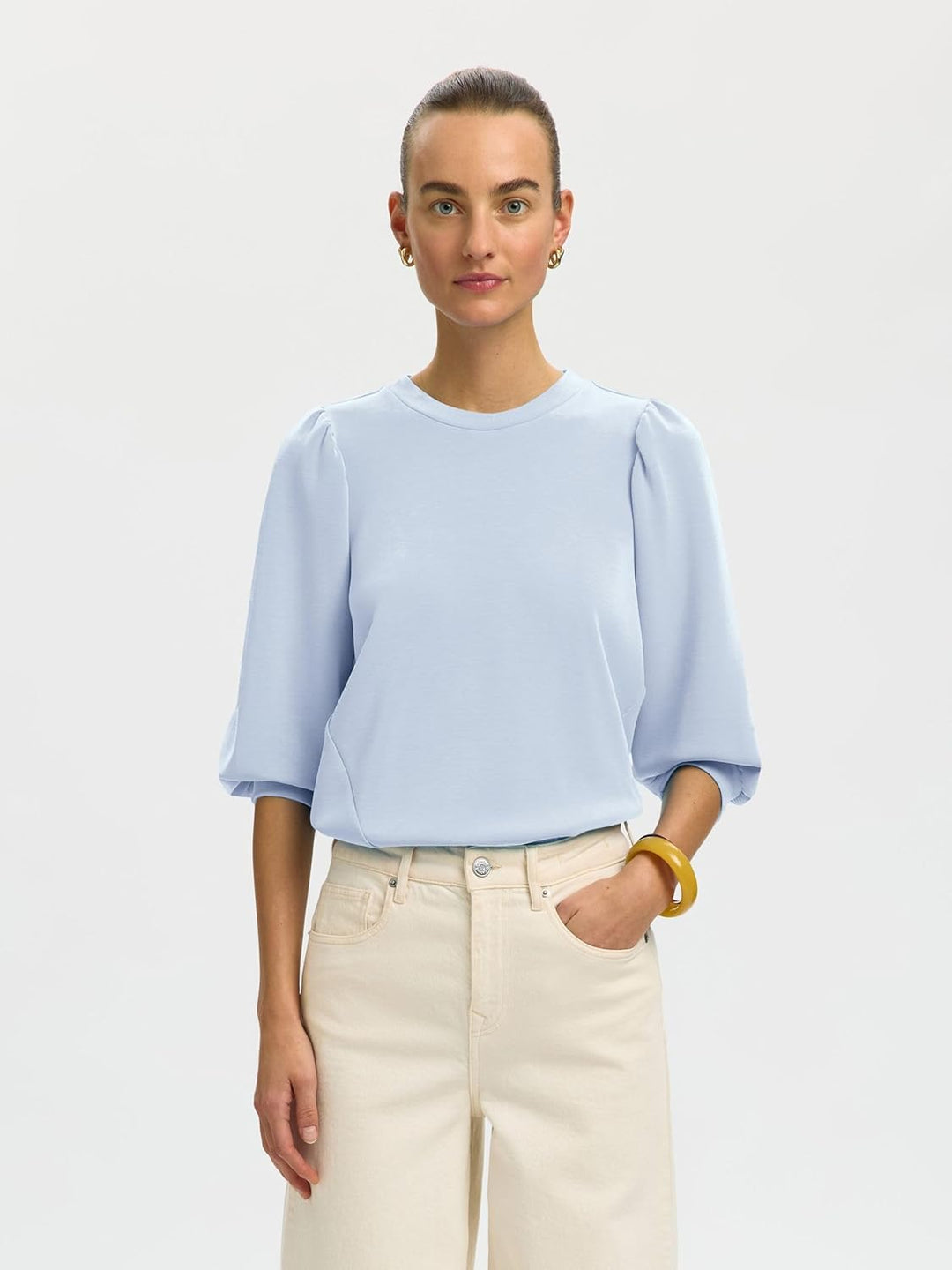 SELECTED FEMME Female Sweatshirt Puffärmel XS Cashmere Blue, XS Cashmere Blue