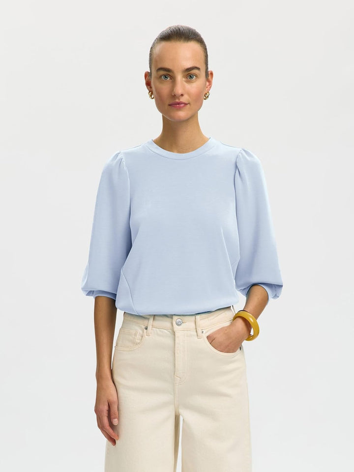 SELECTED FEMME Female Sweatshirt Puffärmel XS Cashmere Blue, XS Cashmere Blue