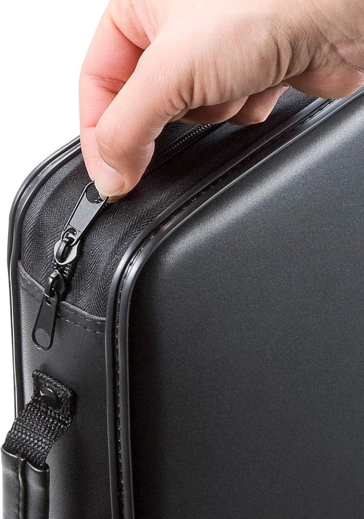 SANWA CD Tasche 160 Kapazität, Tragbare CD/DVD/Blu-ray Aufbewahrung mit Reissverschluss und Griff, H