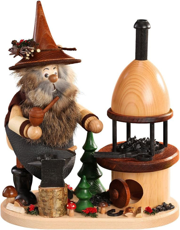 DWU NEU - Räuchermann Waldwichtel Schmied mit Ofen - inkl. Original Crottendorfer Räucherkerzen # 91