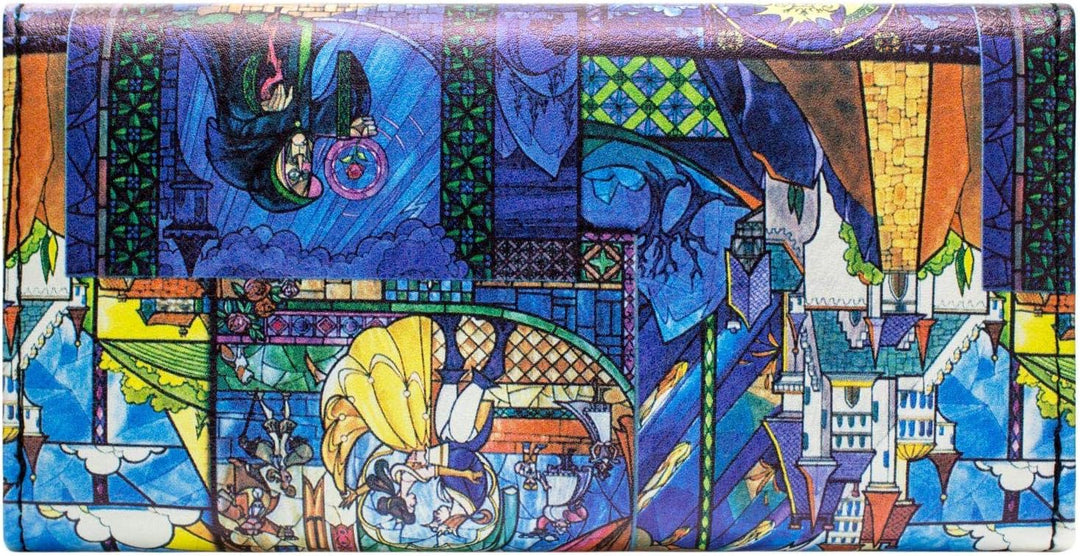 Beauty and the Beast Buntglas-Rosen-Montage Geldbörse/Portemonnaie mit Dreifach-Faltung, Münzfach &