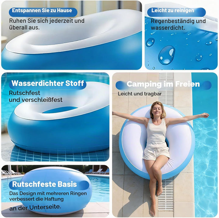 Aufblasbares Sofa, 85 * 85 * 43cm Aufblasbarer Sessel aus PVC, 100 kg Tragfähigkeit Strandliege Aufb