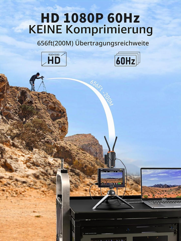 Drahtloses Videoübertragungs Set 200M, Lemorele 5G 1080P HDMI Wireless Video Transmitter and Receive