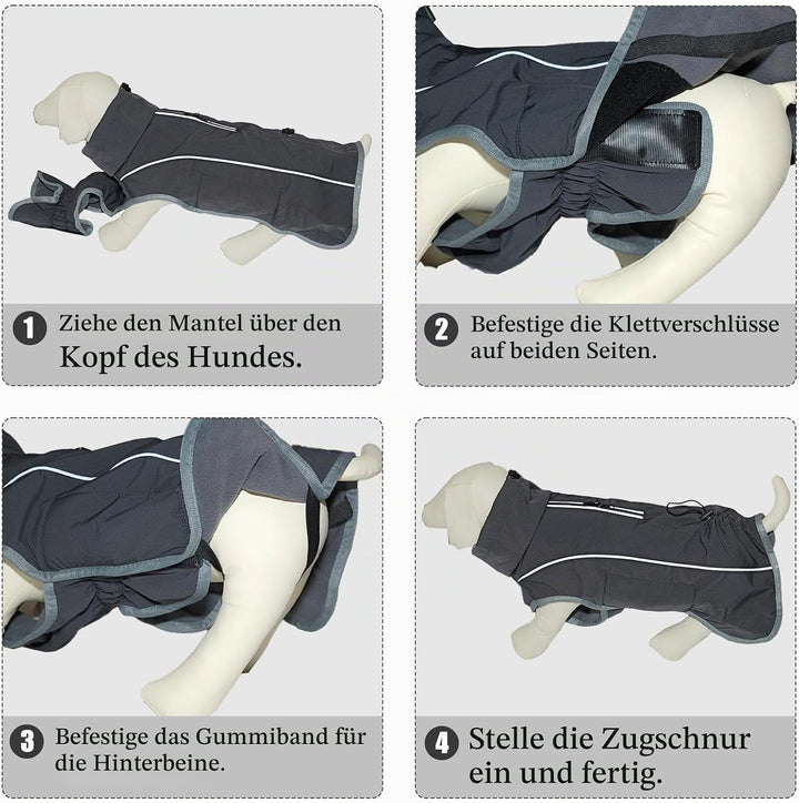 Hundemantel Warm Wasserdicht Hundejacke Winter Fleecemantel Hund Regenjacke Reflektierend mit Reissv