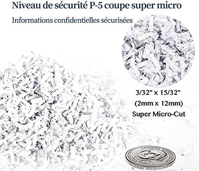 WOLVERINE 8-Blatt-P5-Hochsicherheits-Aktenvernichter，Super-Mikroschnitt für schweres Papier und Kred