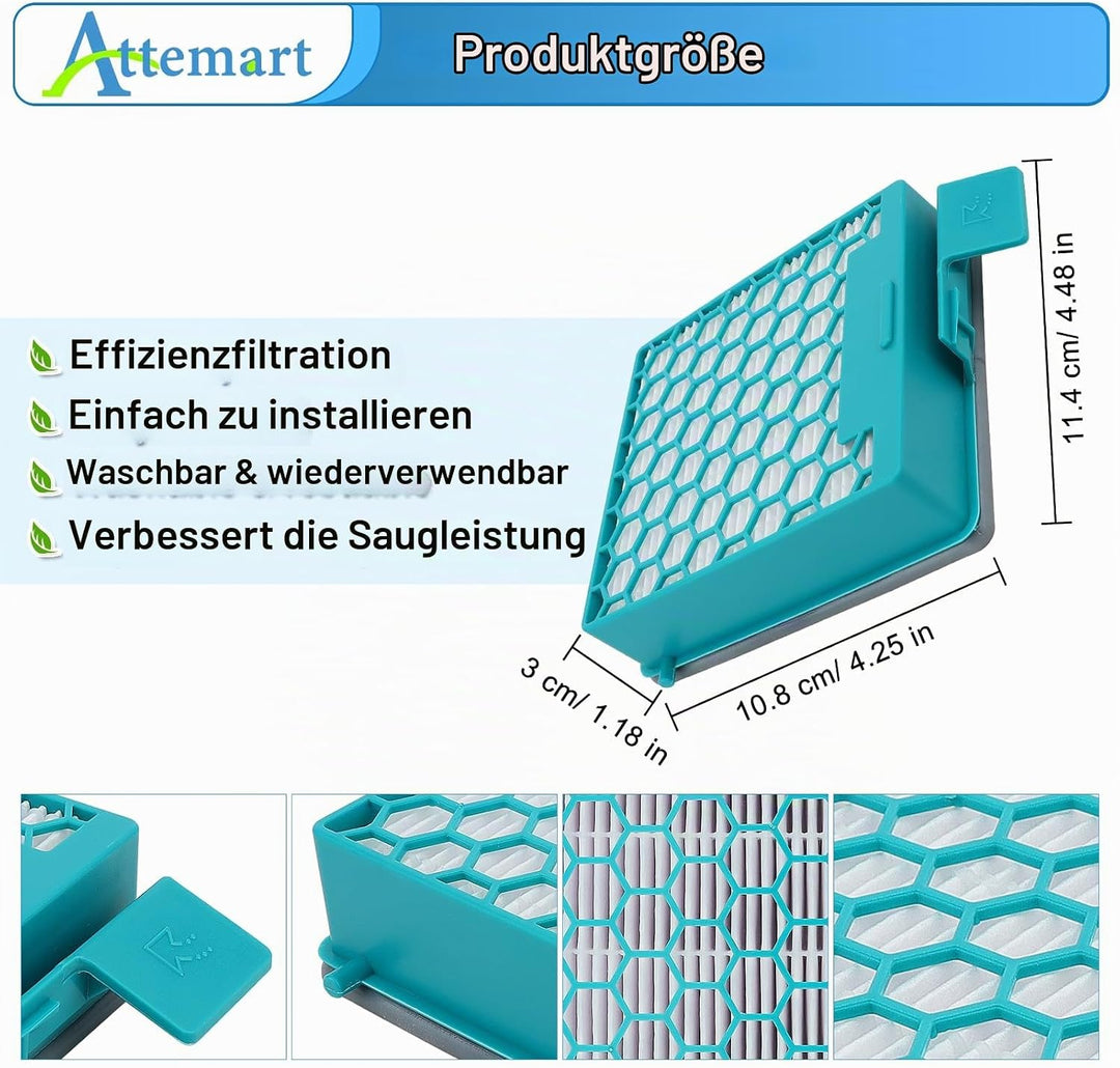 CX1 Hygiene AirClean Filter kompatibel mit Miele Boost CX1 Kanister Staubsauger Cat &amp; Dog, Active, A