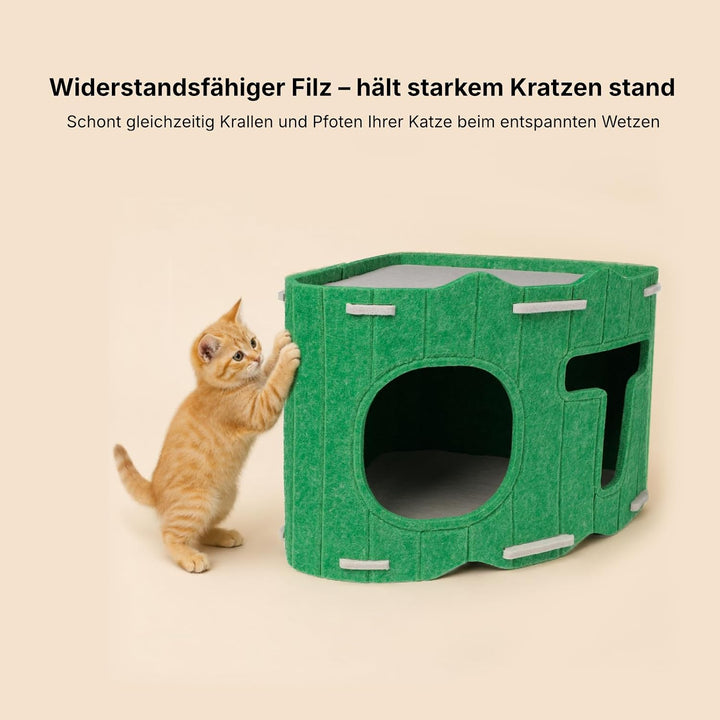 Filz Katzenhaus Einzeln, Stapelbares Katzenbett aus Hochwertigem Filz, Gemütliche Katzenhöhle zum Sc