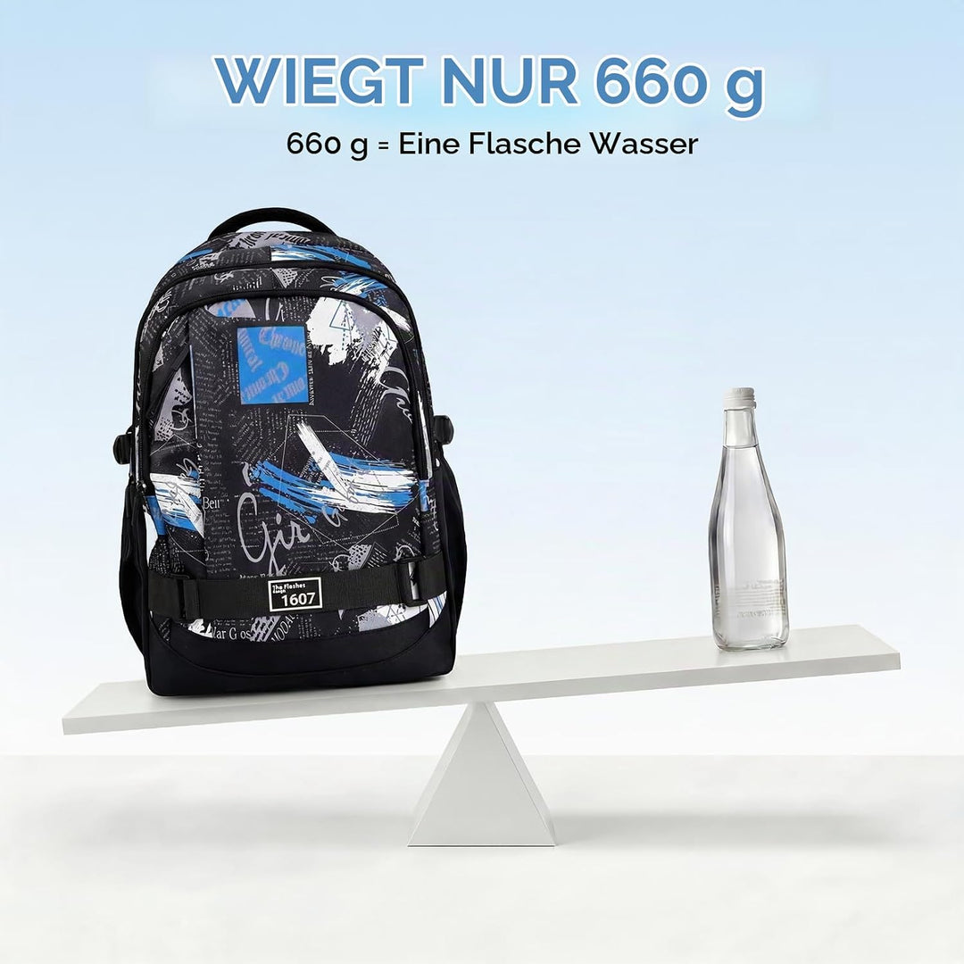 Amythe Schulrucksack Jungen Teenager, Rucksack Schule Gymnasium Oberstufe Schulranzen mit Trolley-Gu