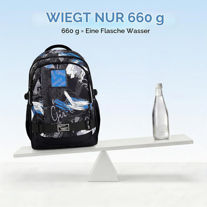 Amythe Schulrucksack Jungen Teenager, Rucksack Schule Gymnasium Oberstufe Schulranzen mit Trolley-Gu