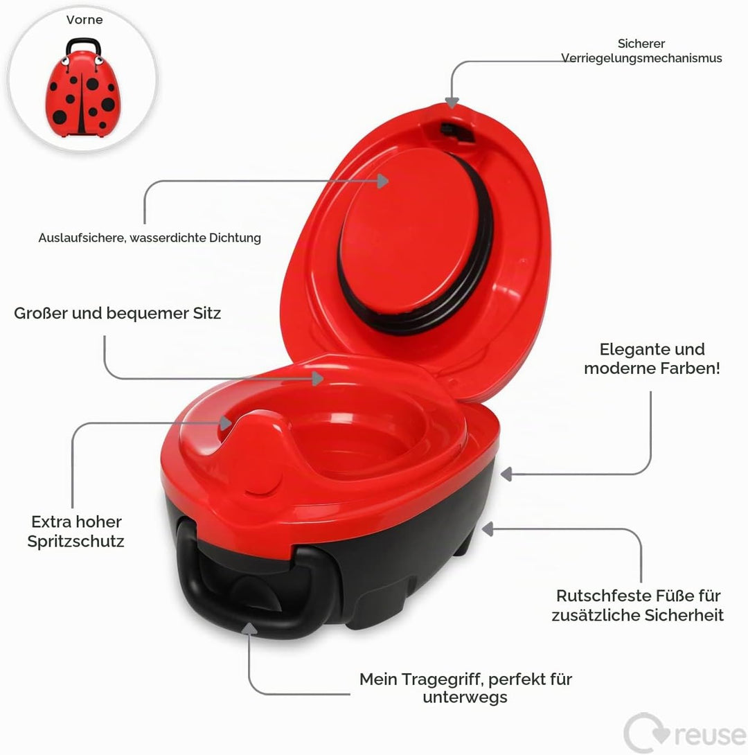 My Carry Potty - Marienkäfer Reise-Töpfchen, preisgekrönter tragbarer Kleinkind-Toilettensitz für Ki