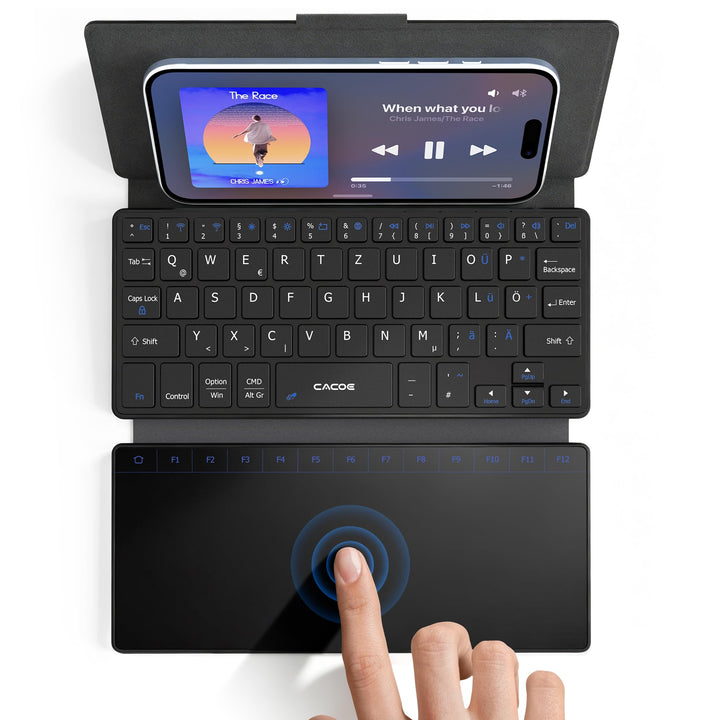 CACOE Mini Bluetooth Tastatur Mit Touchpad für Handy, Ultraflache Tragbare, Faltbare, Dual-Channel Q