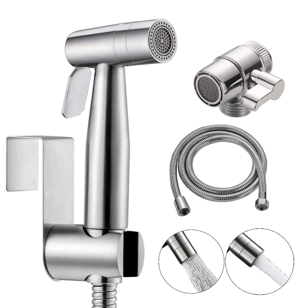 Handbrause, handgehaltenes Bidet-Toilettensprühgerät mit Dual-Modus (Jet/Stream) - mit Wasserhahnspe