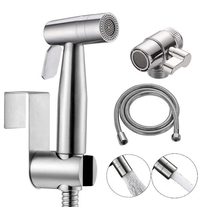 Handbrause, handgehaltenes Bidet-Toilettensprühgerät mit Dual-Modus (Jet/Stream) - mit Wasserhahnspe