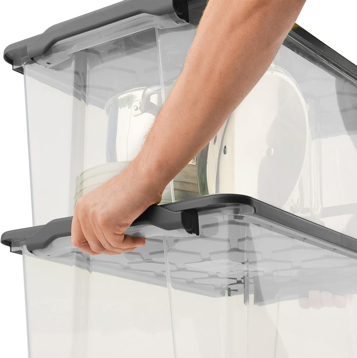 Rotho Evo Safe Keeping 3er-Set Aufbewahrungsbox 65l mit Deckel, lebensmittelechter Kunststoff (PP) B