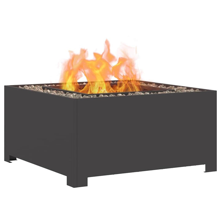 vidaXL Feuerstelle Schwarz 80 x 80 x 40 cm Stahl, Garten und Terrasse, quadratischer Feuergrill, Aus