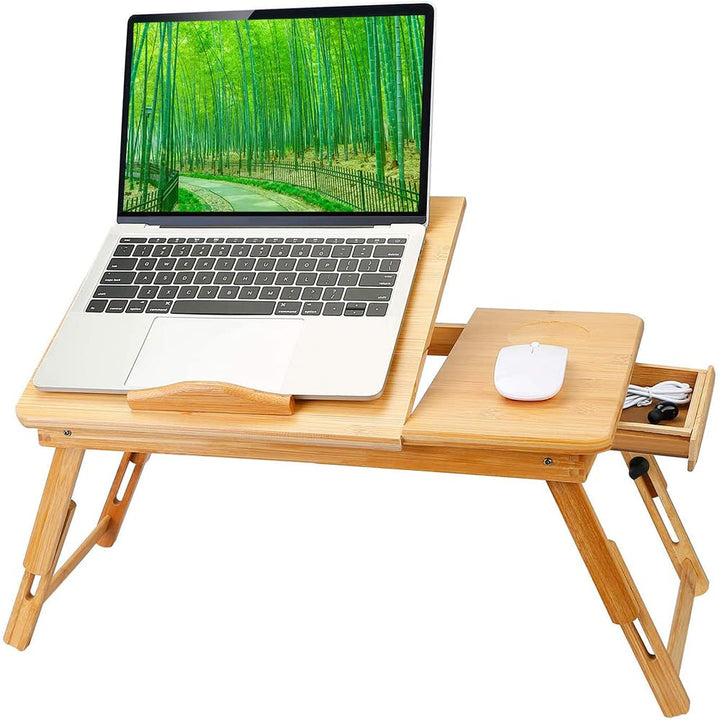 Betttablett Laptoptisch wählbar Laptop Betttisch Bambus Bett Tablett klappbar mit Füssen zum Aufstel