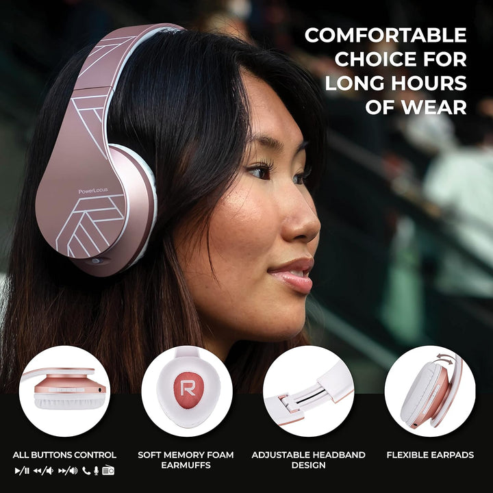 PowerLocus Bluetooth Over-Ear Kopfhörer, Kabellos Stereo Faltbare Kopfhörer Kabellose und Kabel-Kopf