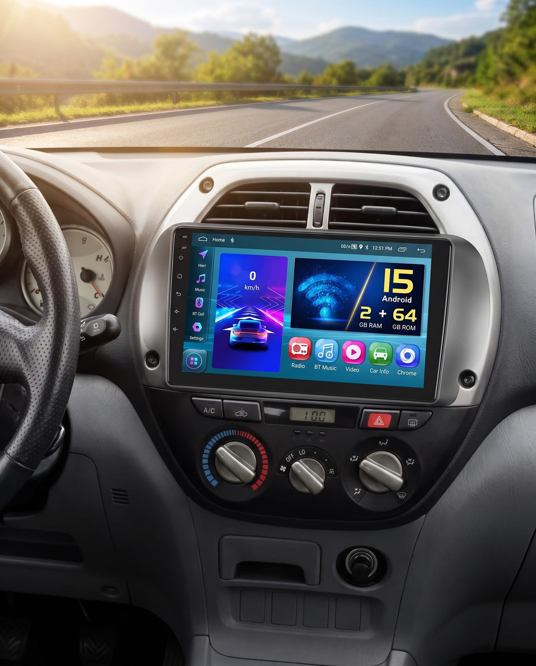 Hikity 2GB+64GB Android 15 Autoradio für Toyota RAV4 2001-2006 Radio Wireless CarPlay Android Auto B