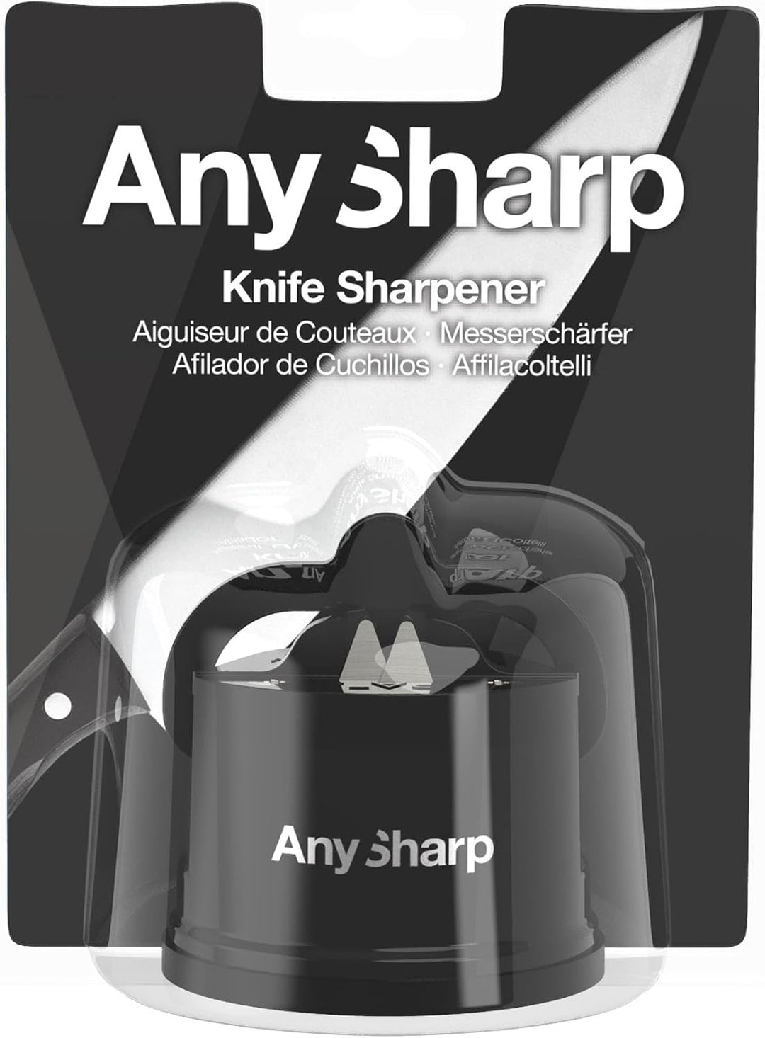 AnySharp Messerschärfer | Freihändige Sicherheit, PowerGrip Saugnapf | Sicheres Schärfen aller Küche