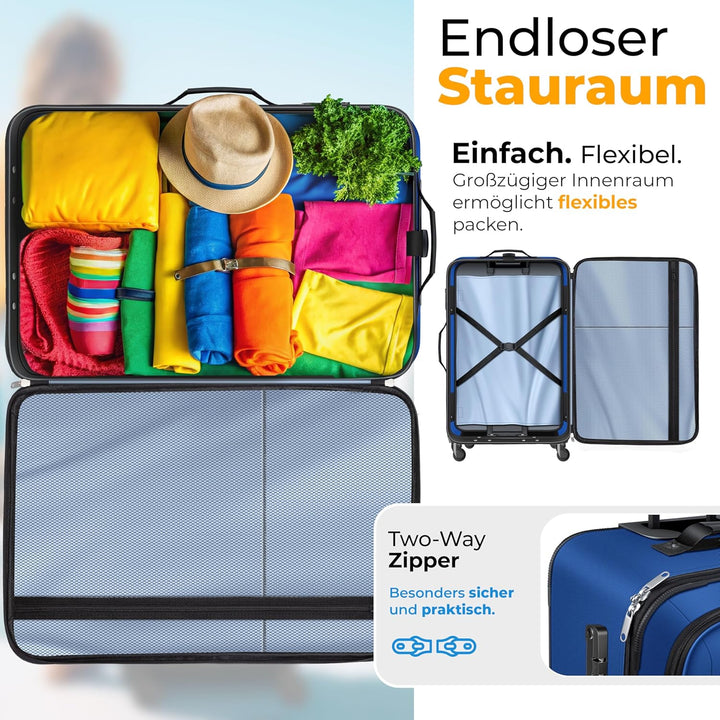 KESSER® Reisekoffer Set 4-teilig | Trolley Kofferset Stoffkoffer mit 3-Ziffern-TSA-Schloss, 360° Rol