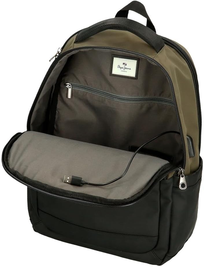 Pepe Jeans Jarvis Rucksack für Notebook 39,6 cm (15,6 Zoll), Grün, 31 x 44 x 15 cm, Kunstleder und P