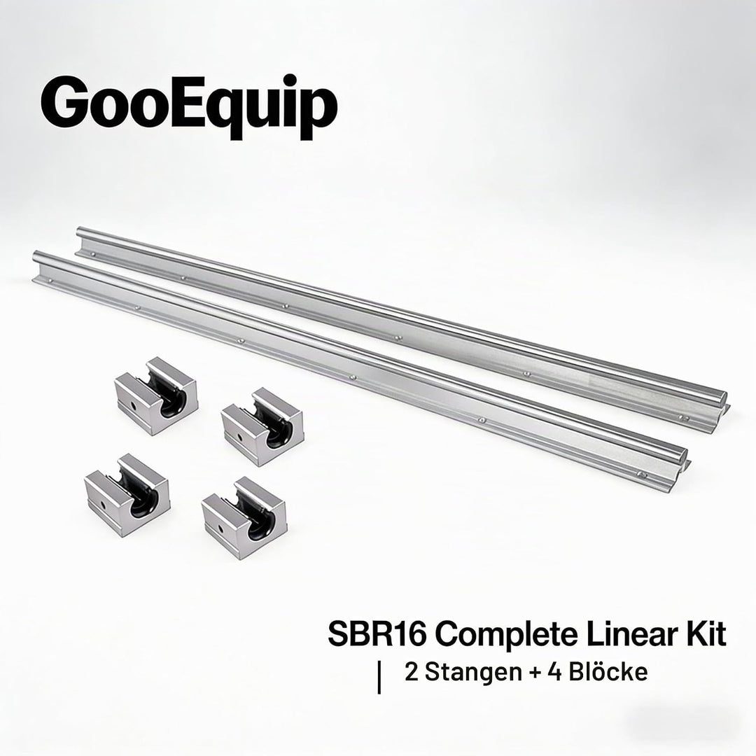 Linearführung SBR16 300mm 2 x Linearschienen und 4 x SBR16UU Lagerblöcke, Linearschienenlänge 300mm