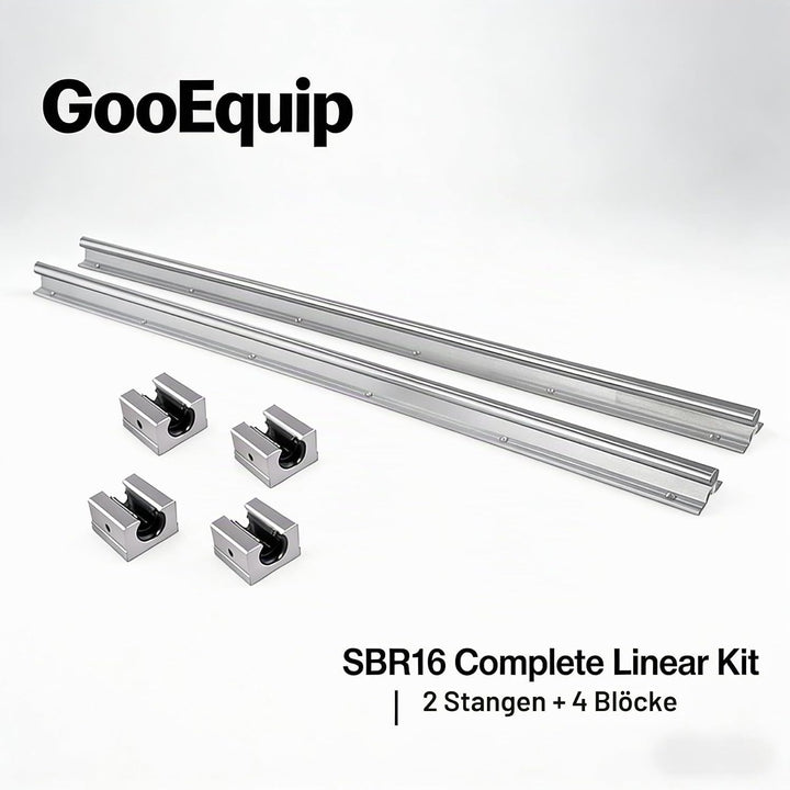 Linearführung SBR16 300mm 2 x Linearschienen und 4 x SBR16UU Lagerblöcke, Linearschienenlänge 300mm