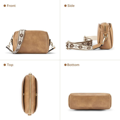 BOSTANTEN Damen Crossbody Bag mit verstellbarem Farbigem Riemen, Damen Umhängetasche aus PU Leder, S