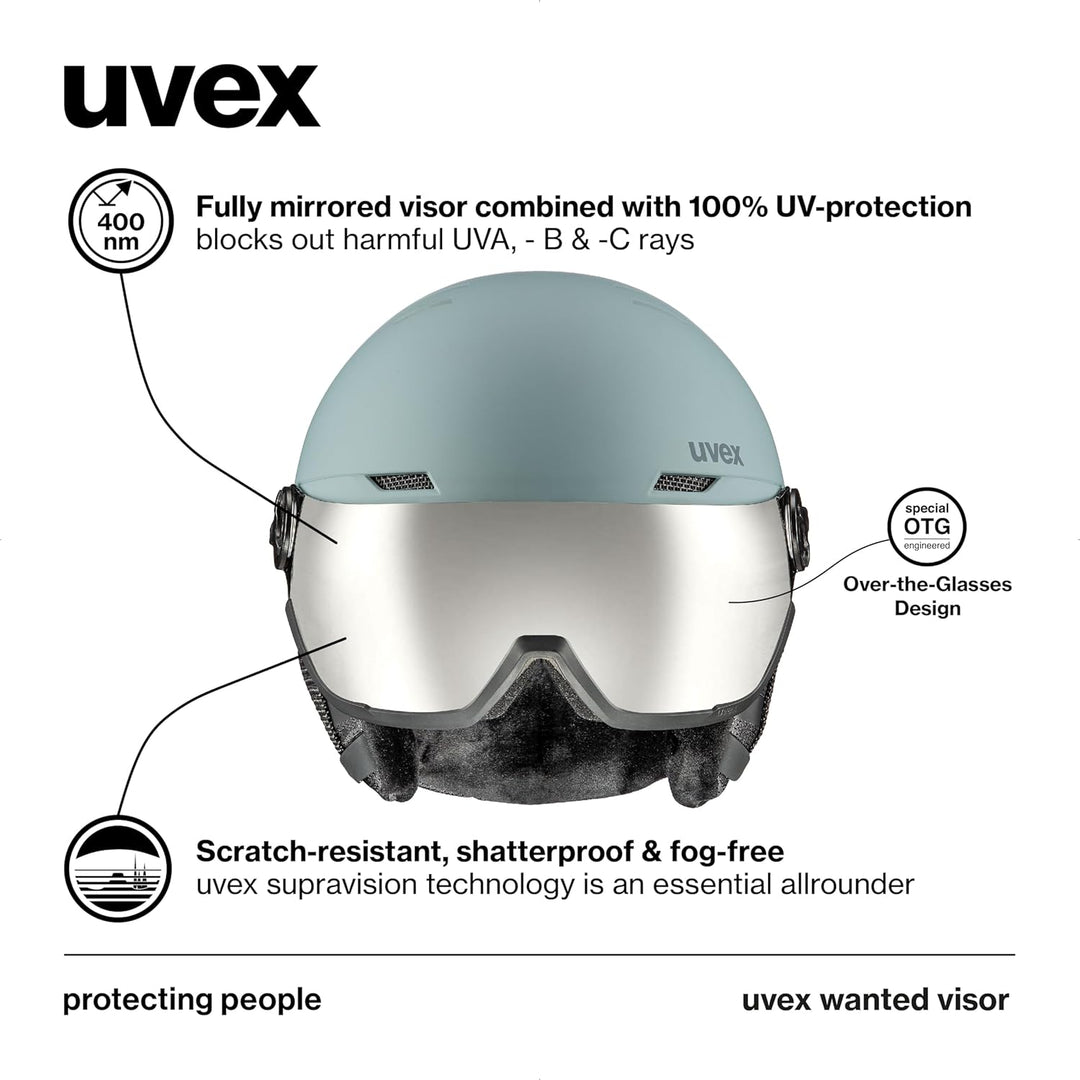 uvex Wanted Visor Visier Skihelm - Navy mat glacier - rhino matt 58-62 cm, glacier - rhino matt 58-6