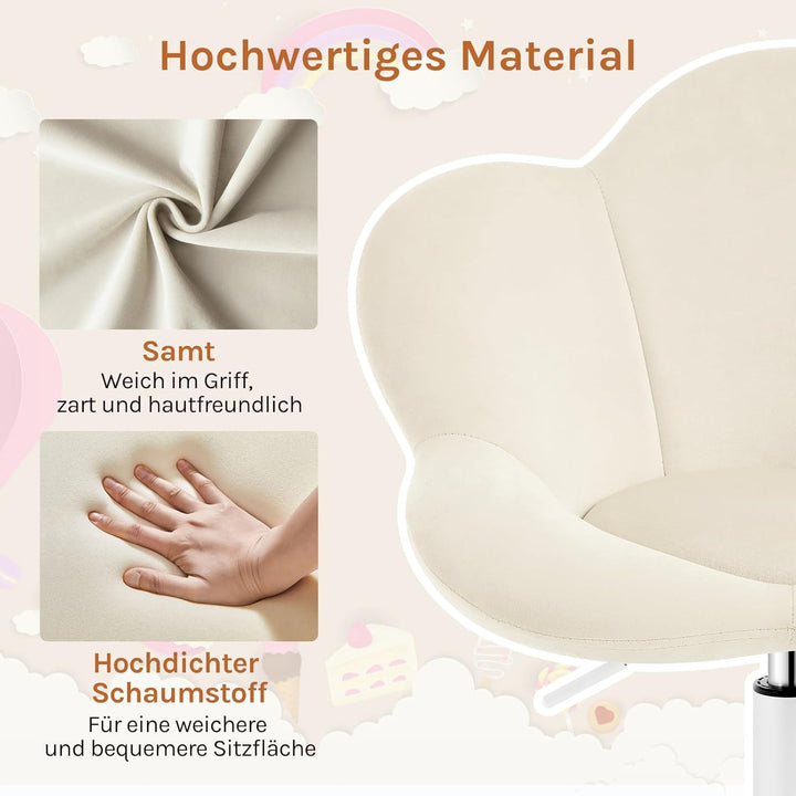 WOLTU Kinder Schreibtischstuhl, Schminktisch Stuhl, Bürostuhl, ergonomisch, höhenverstellbar, Samt,