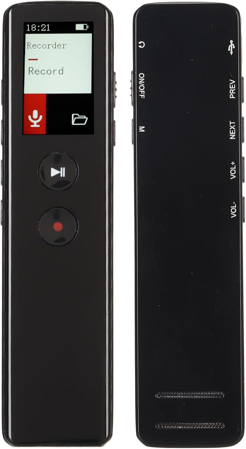 Digitaler Diktiergerät mit Lautsprecher Bluetooth 5.0, Grosser Speicher, Rauschunterdrückung, Multif
