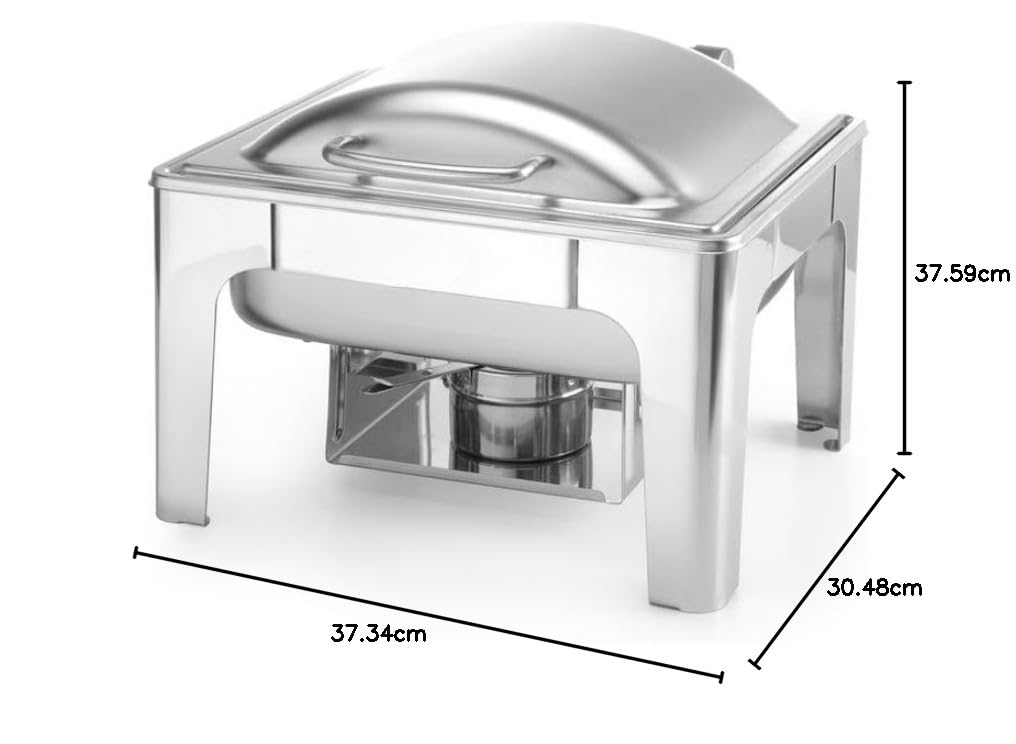 HENDI Chafing Dish, Satiniert, Inkl. zwei Brennpastenbehälter, einer Lebensmittelpfanne, einem Wasse