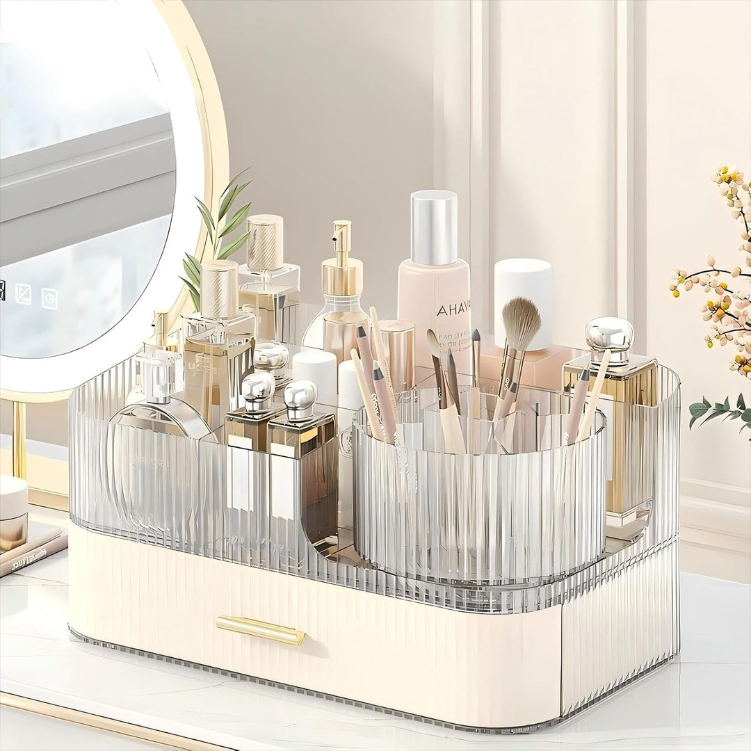 DASITON Make Up Kosmetik Organizer, 360° Drehbar Make Up Pinsel Organizer, Grosser Kosmetik Aufbewah