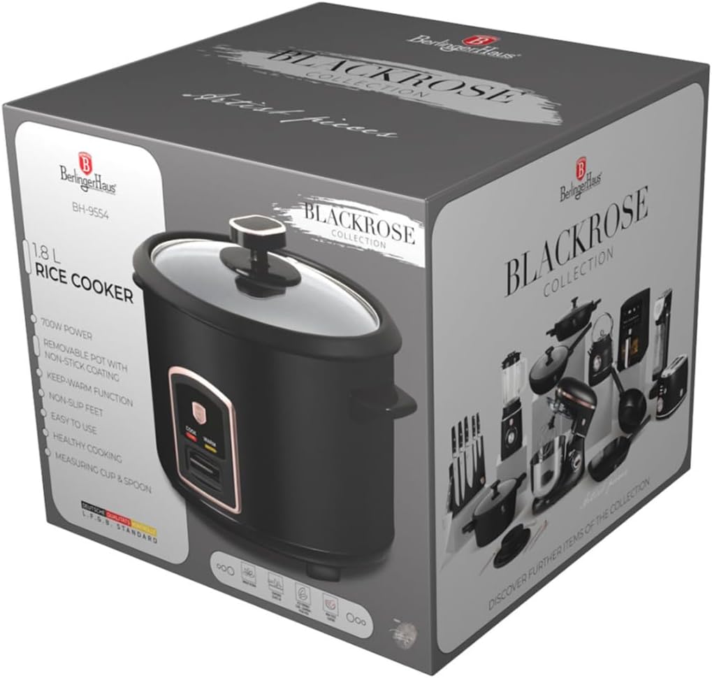 Berlinger Haus Reiskocher 1,8 Liter Black Rose Collection | Elegant, leistungsstark und einfach zu b