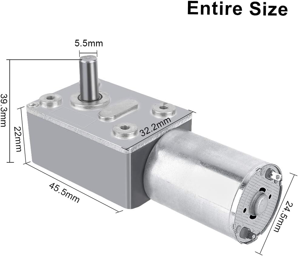 DC Getriebemotor 12V Reversibles Schneckengetriebe 12V, Hohem Drehmoment DC Motor Getriebemotor Gesa