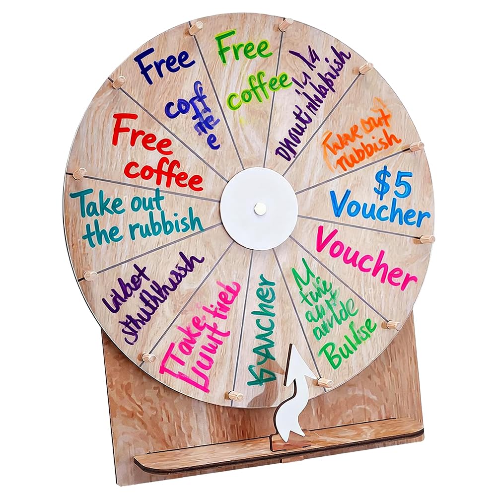 UNICRAFTALE Spinner Gewinnspiel Roulette Drehscheibe Aus Holz Aus Peru Beschreibbare Und Abwischbare