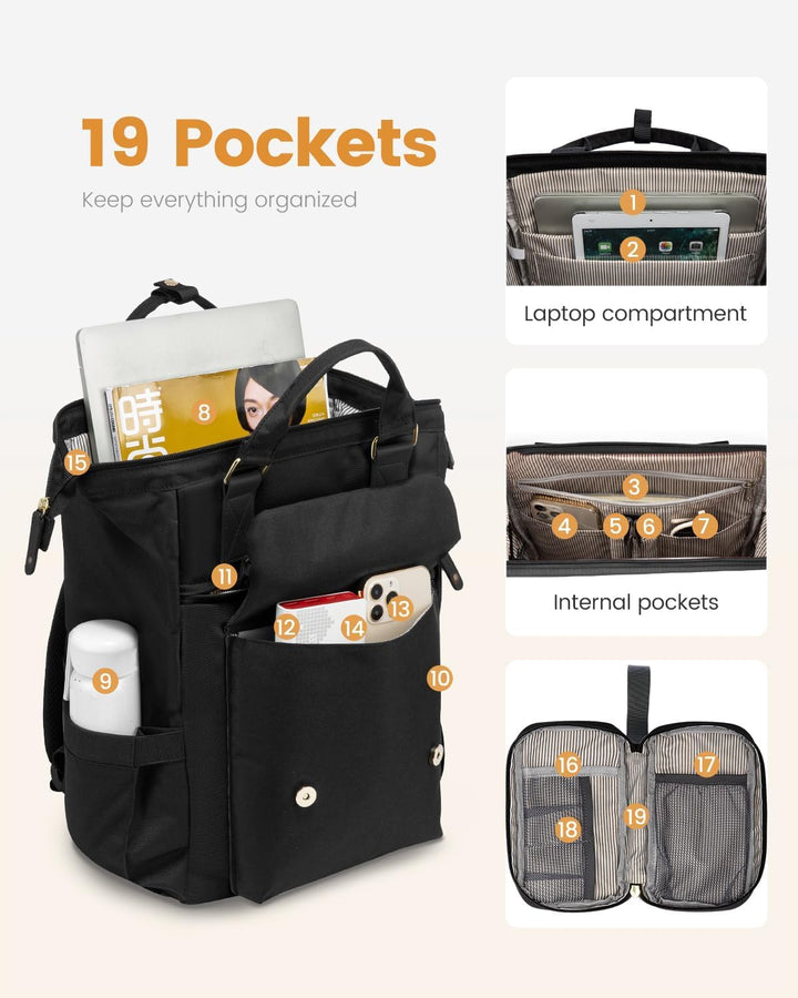 LOVEVOOK Rucksack Damen, Gross Laptop Schulrucksack Mädchen Teenager 17 Zoll mit Datenkabel-Beutel,
