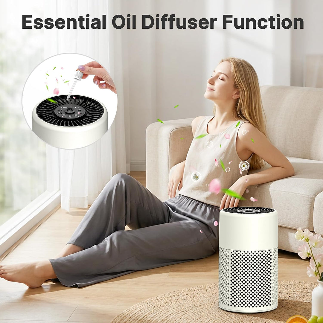 CHIVALZ Luftreiniger für Schlafzimmer, Allergiker mit Aromatherapie, Creme | Air Purifier mit HEPA-F