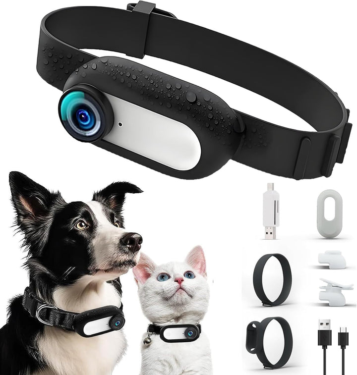 Haustierhalsband-Kamera,HD 1080P Katzen Kamera Halsband,170° Weitwinkel 0,96 Zoll LCD-Display,Multif