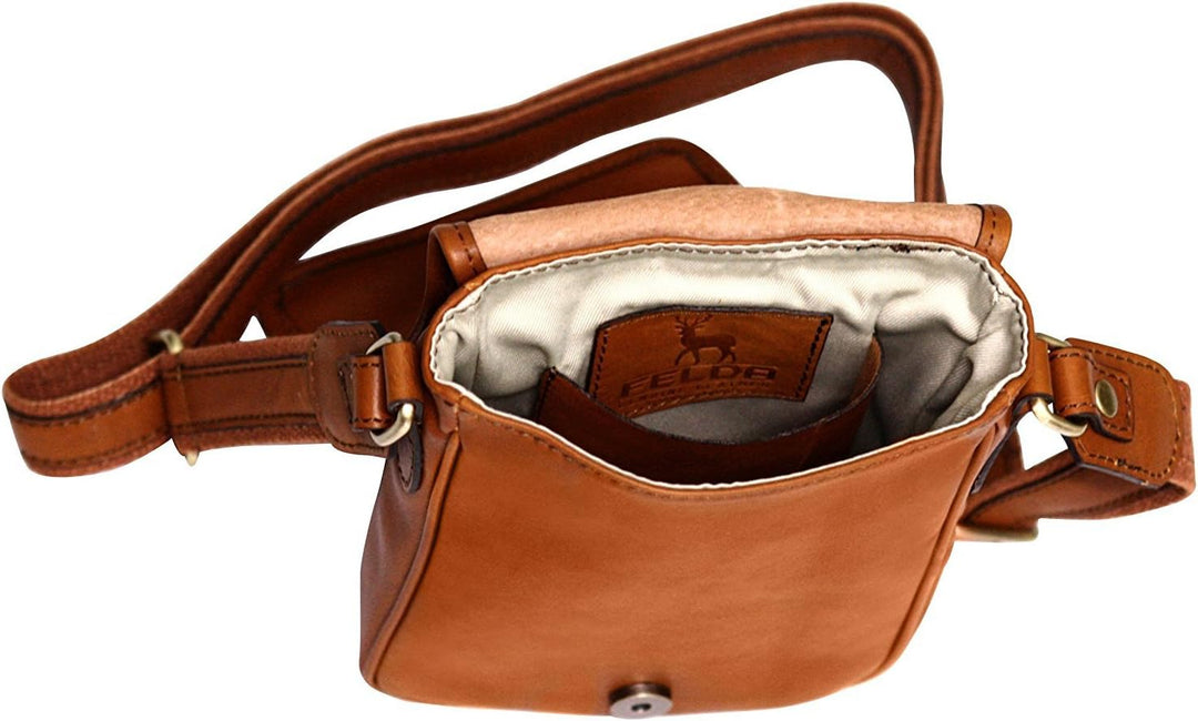 Unisex Kleine Schultertasche aus Echtleder Hellbraun, Hellbraun