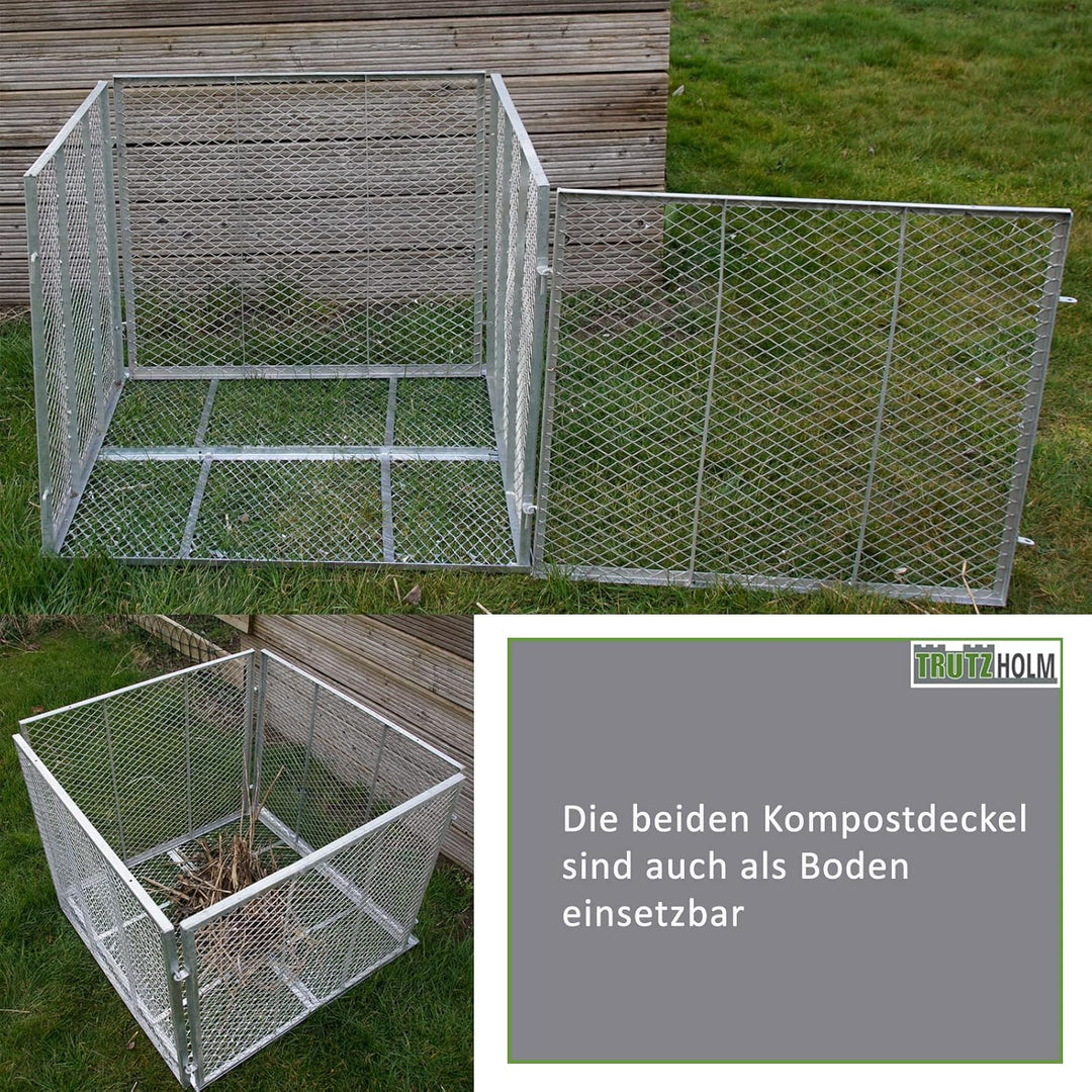 Komposter mit Deckel Metallkomposter 80x80x70cm Streckmetall Gartenkomposter Kompostbehälter incl. D
