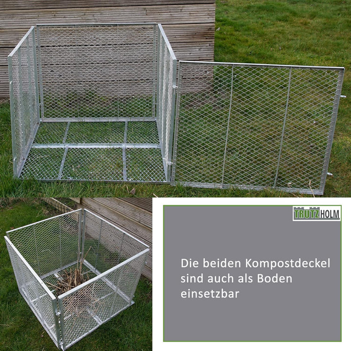 Komposter mit Deckel Metallkomposter 80x80x70cm Streckmetall Gartenkomposter Kompostbehälter incl. D