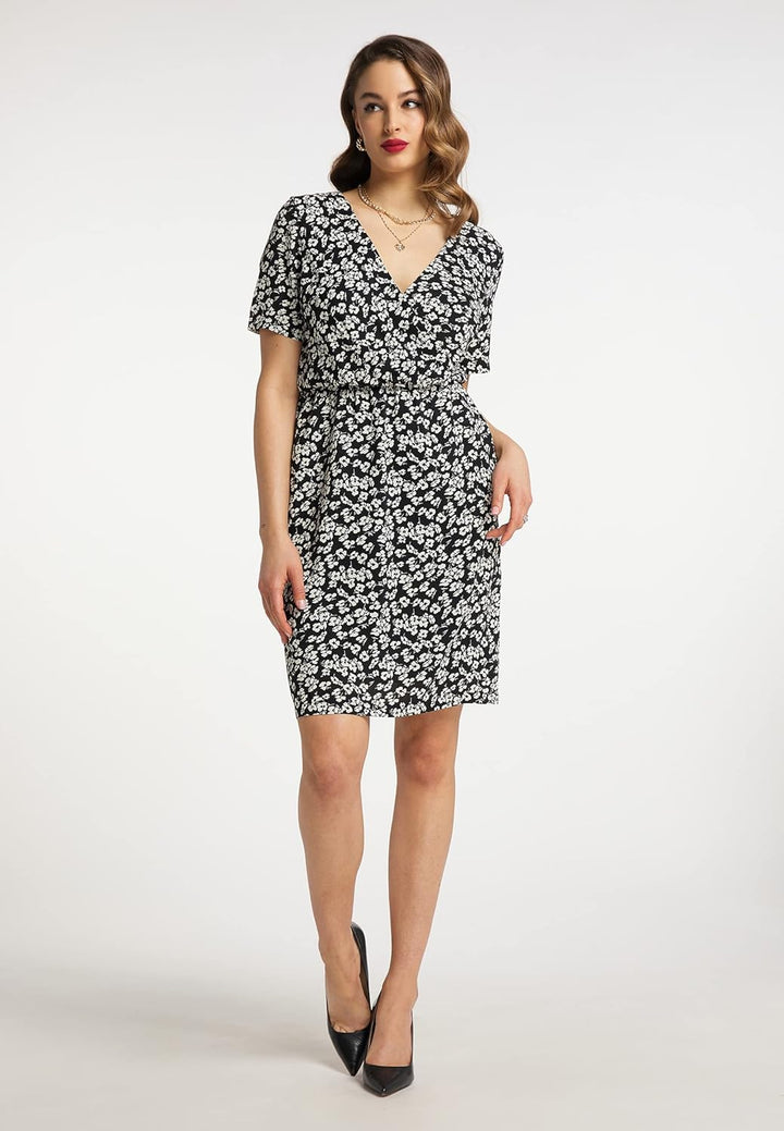 faina Damen Kleid XL Schwarz Weiss