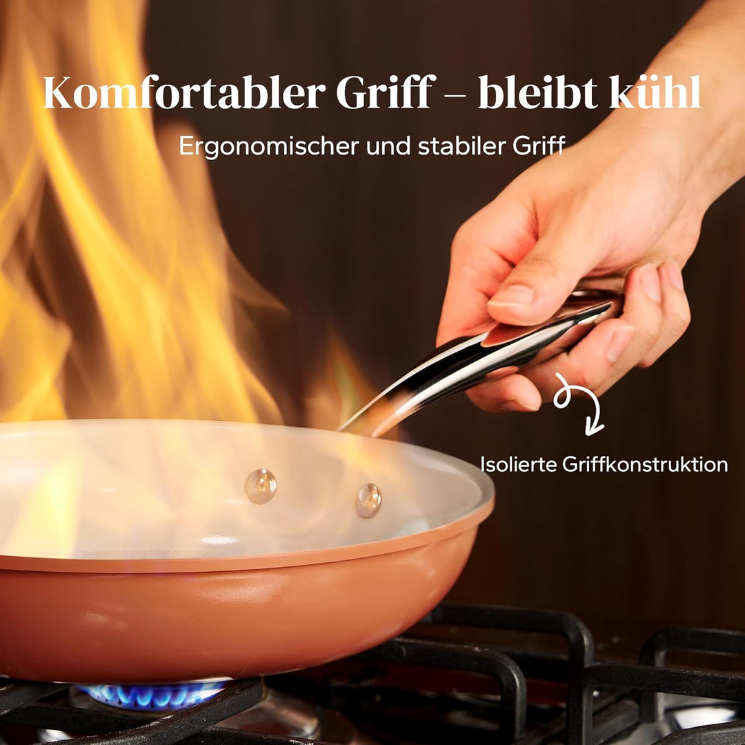 Redchef Antihaft Bratpfanne 20cm, Pfanne Keramikbeschichtung mit Edelstahlgriff, PTFE-frei PFOA-frei