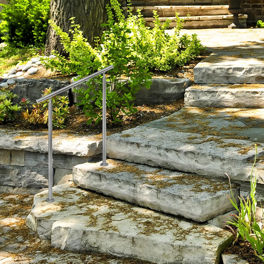 Relaxdays Treppengeländer Edelstahl Set, für Innen und Aussen, Handlauf, 1,0 m lang, 2 Pfosten, ohne
