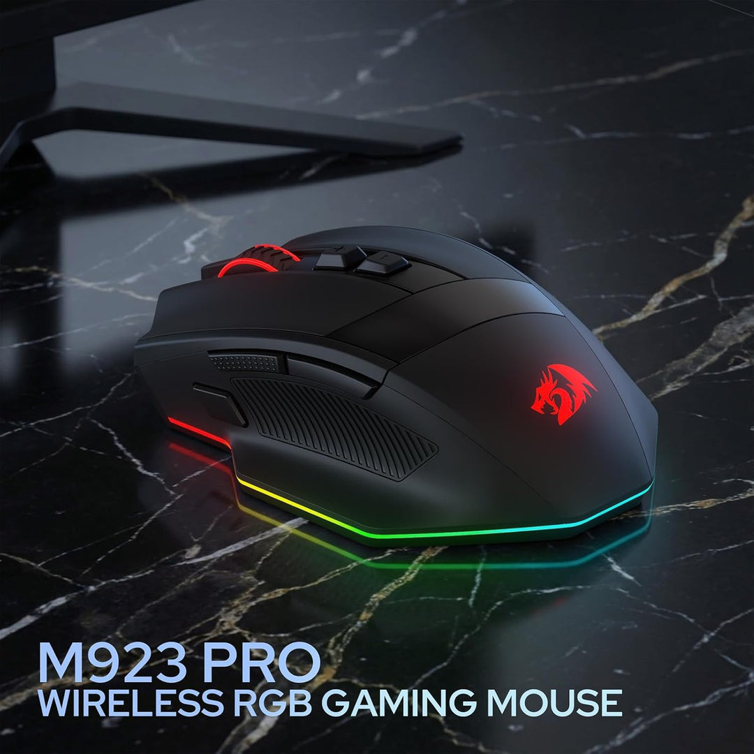 Redragon M923 PRO 3-Mode RGB Gaming Maus, Optische Ergonomische Gamer Maus mit Max 24.000 DPI, Pro P
