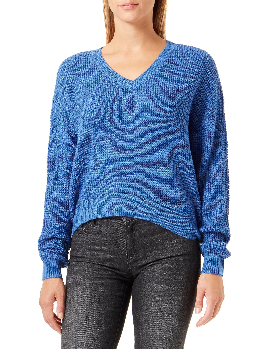 VERO Moda Damen Vmleanna Ls V-Neck Short Pullover Ga Boo Pullover XS Beaucoup Blue, XS Beaucoup Blue